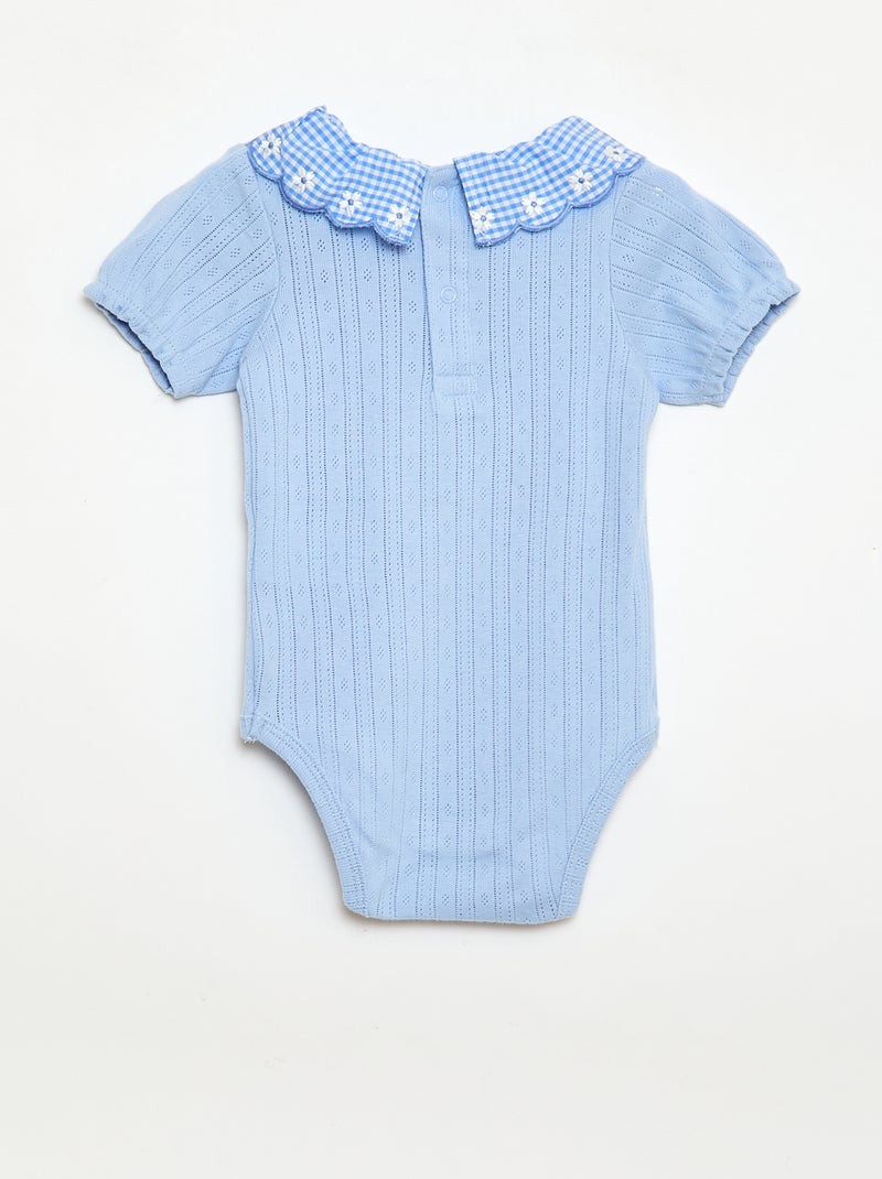 Body avec collerette motif vichy Bleu - Kiabi