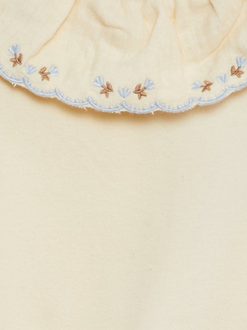 Body  avec large col avec broderies Blanc - Kiabi