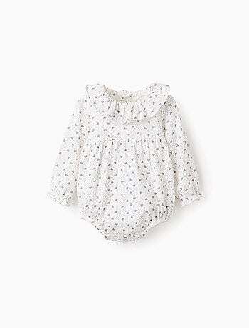 Body avec Motif De Feuilles et Col à Volants