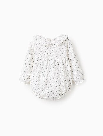 Body avec Motif De Feuilles et Col à Volants