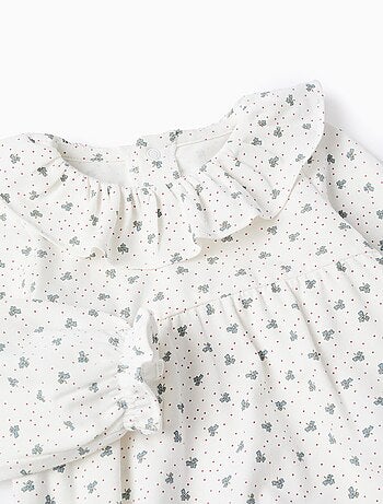 Body avec Motif De Feuilles et Col à Volants