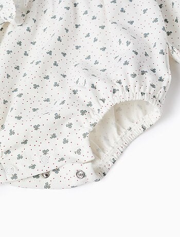 Body avec Motif De Feuilles et Col à Volants