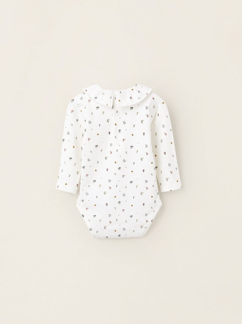 Body avec Motif Floral et Volants Blanc - Kiabi