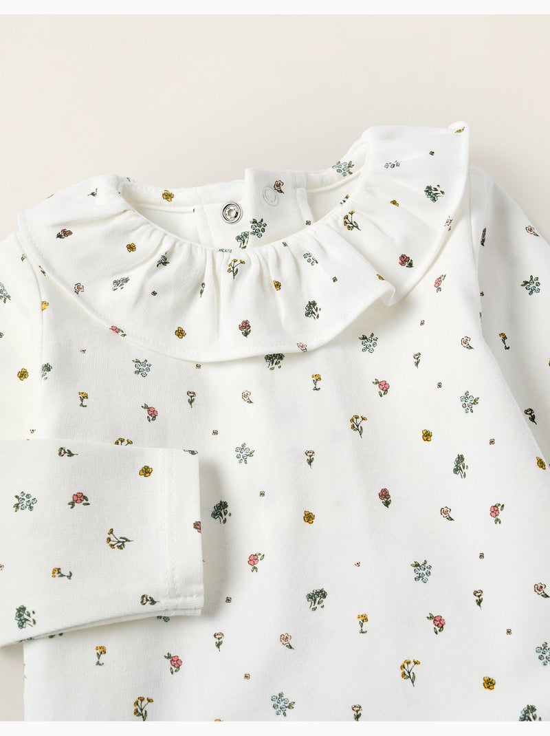 Body avec Motif Floral et Volants Blanc - Kiabi