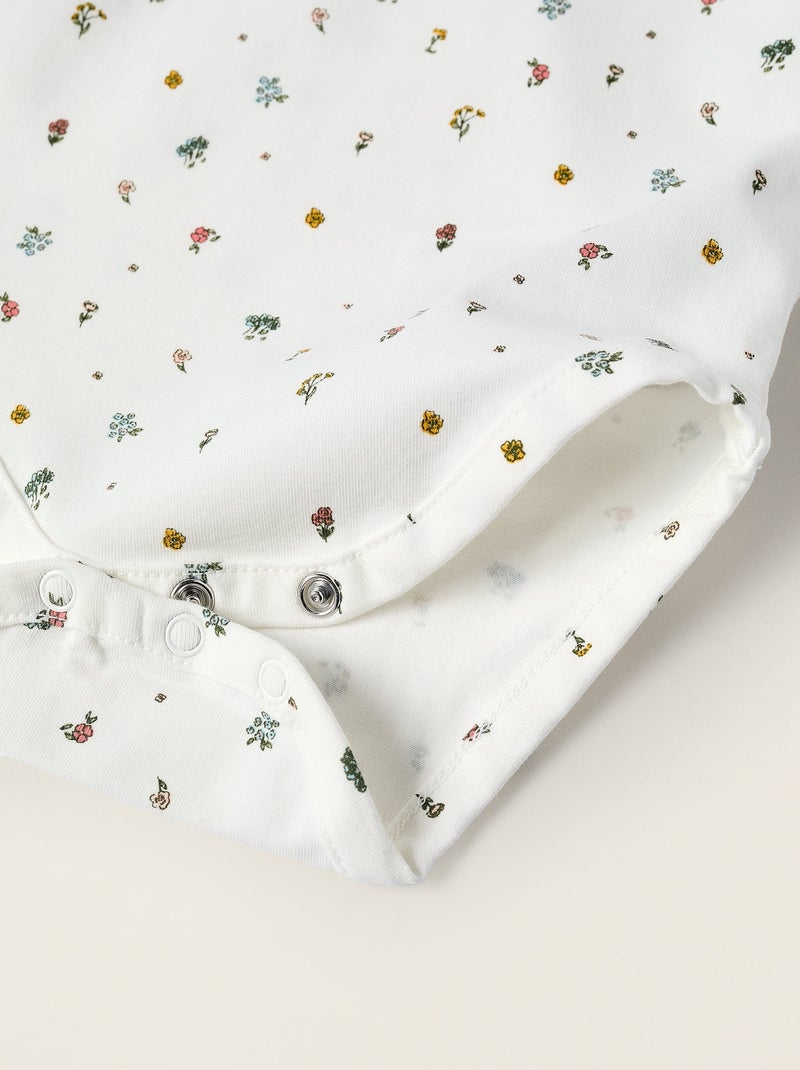 Body avec Motif Floral et Volants Blanc - Kiabi