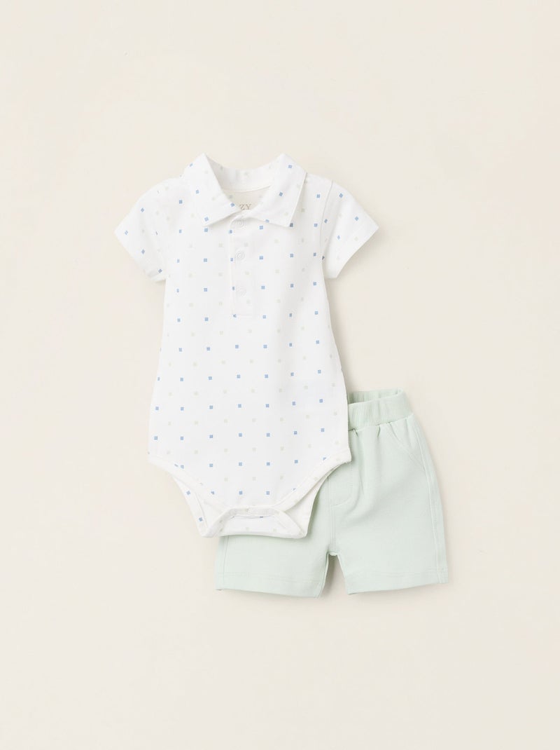 Body avec Motif + Jupe-culotte en Piqué Blanc - Kiabi