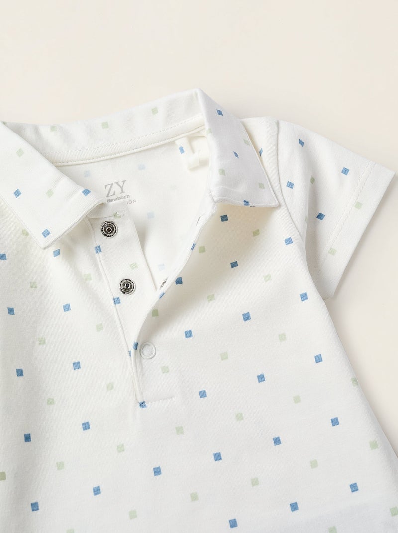 Body avec Motif + Jupe-culotte en Piqué Blanc - Kiabi