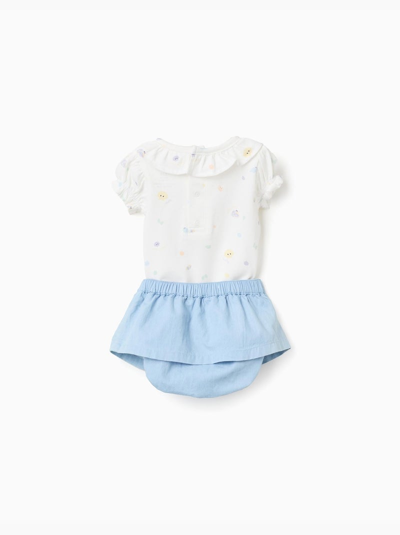 Body avec motif + jupe en jean Bleu clair - Kiabi