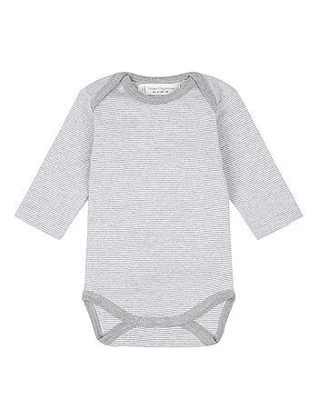 Body Bébé Bio Rayé Gris
