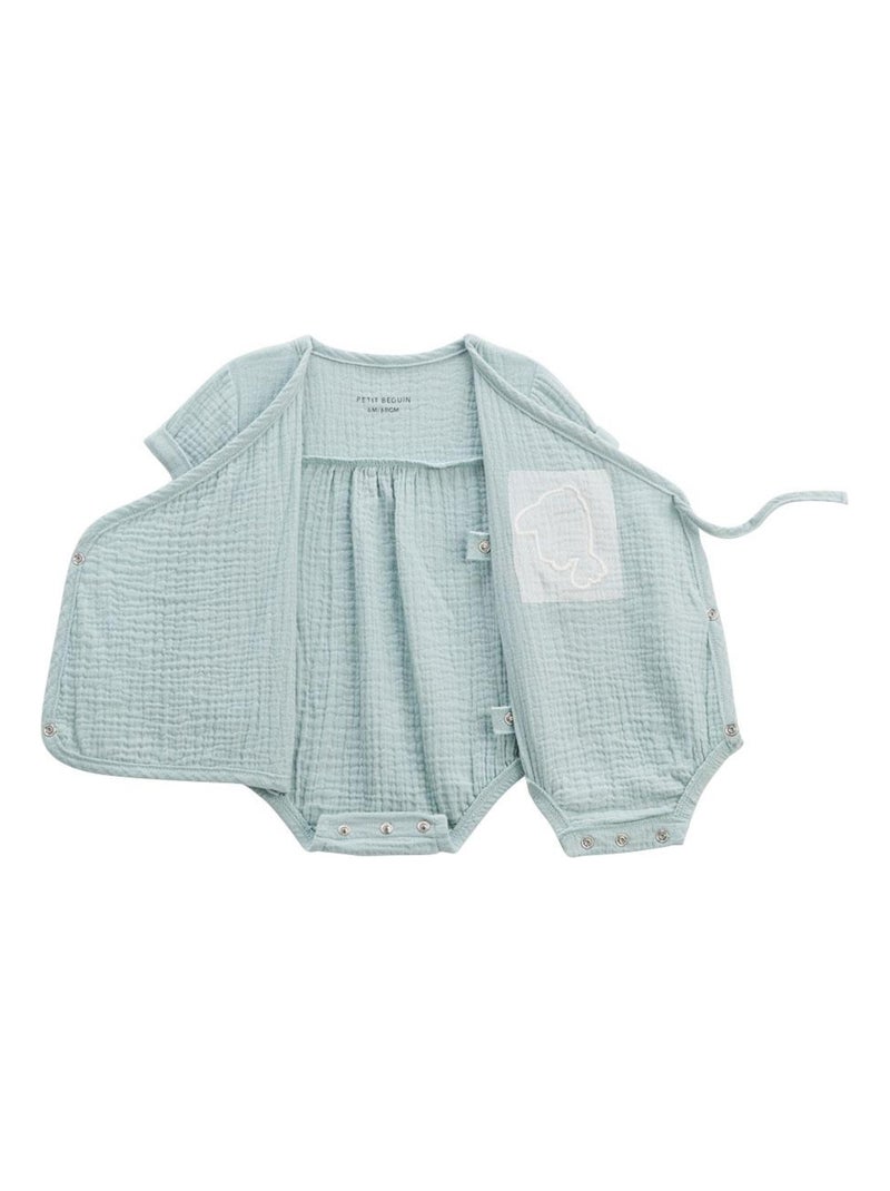 Body bloomer bébé manches courtes bleu ouverture croisée Kimi Bleu - Kiabi