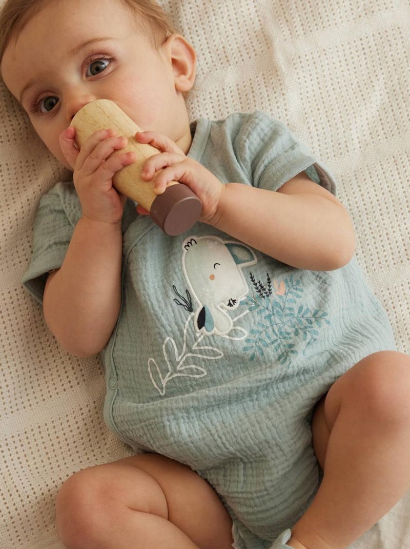 Body bloomer bébé manches courtes bleu ouverture croisée Kimi Bleu - Kiabi