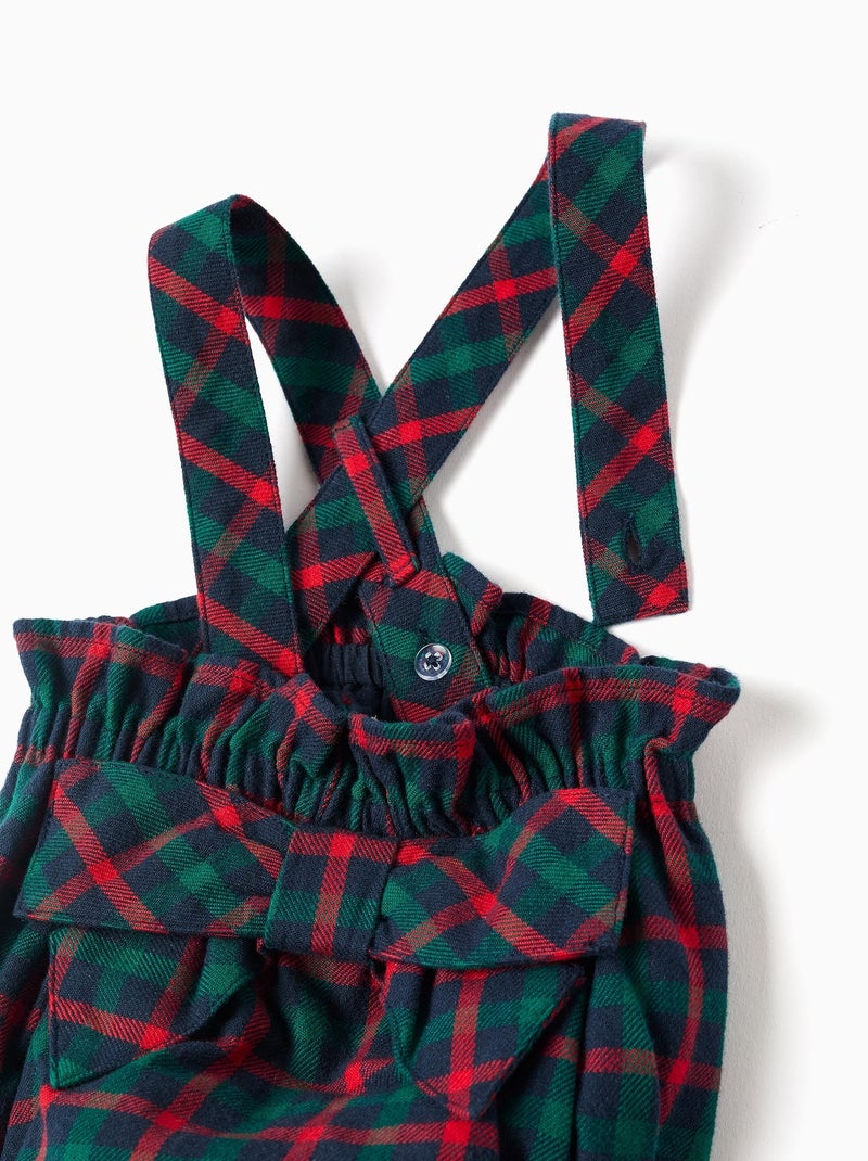 Body + bloomer en sergé à carreaux You&Me Vert foncé - Kiabi