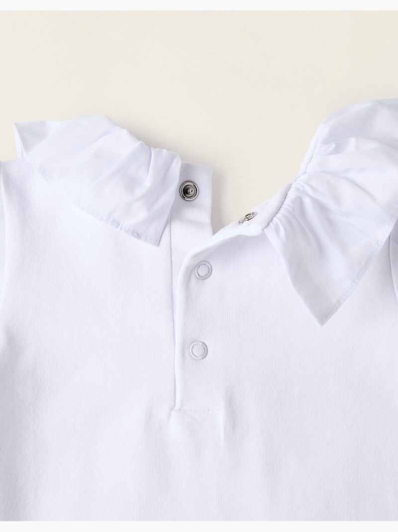 Body-Blouse avec Volants en Coton Blanc - Kiabi