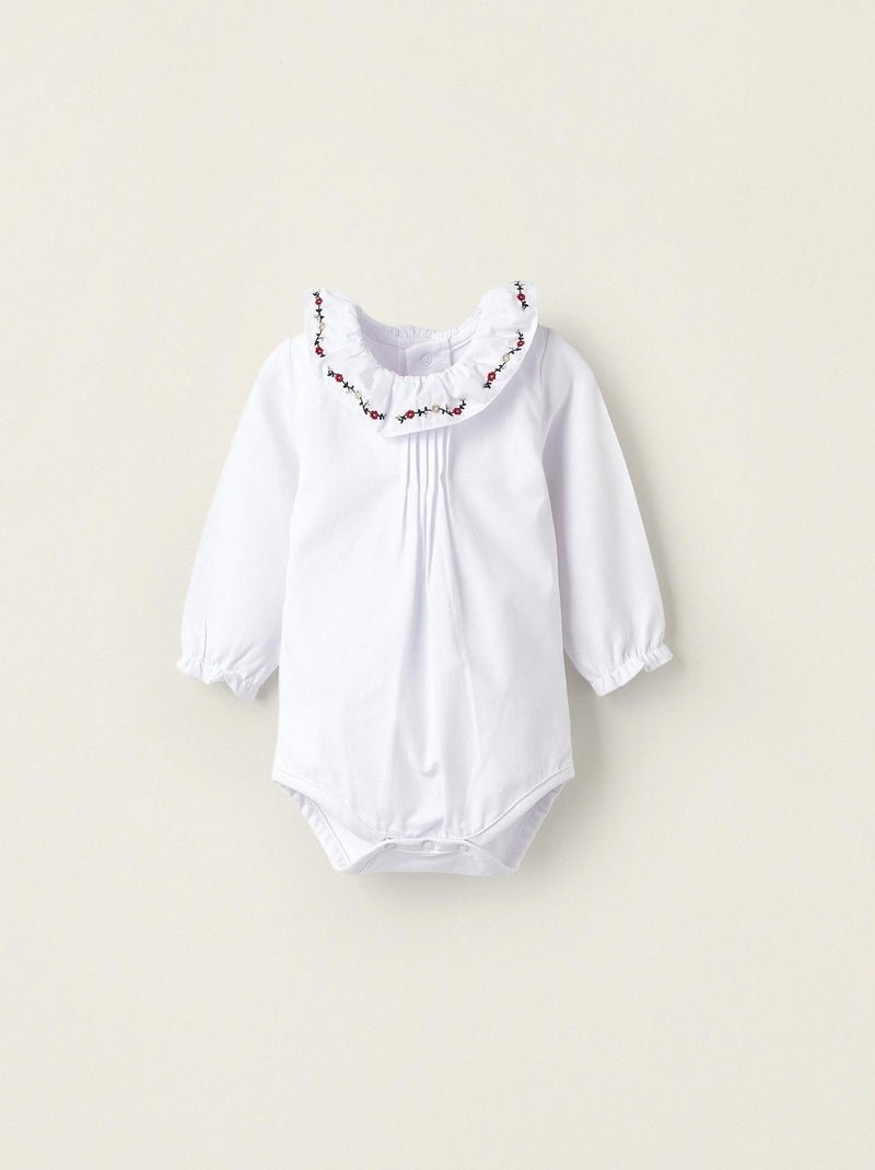 Body-Blouse en coton pour nouveau-né 'B&S' manches longues  NOËL Blanc - Kiabi