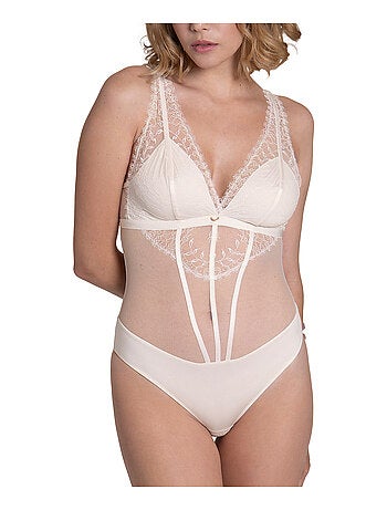 Body brésilien sans armatures Rose mariage ivoire