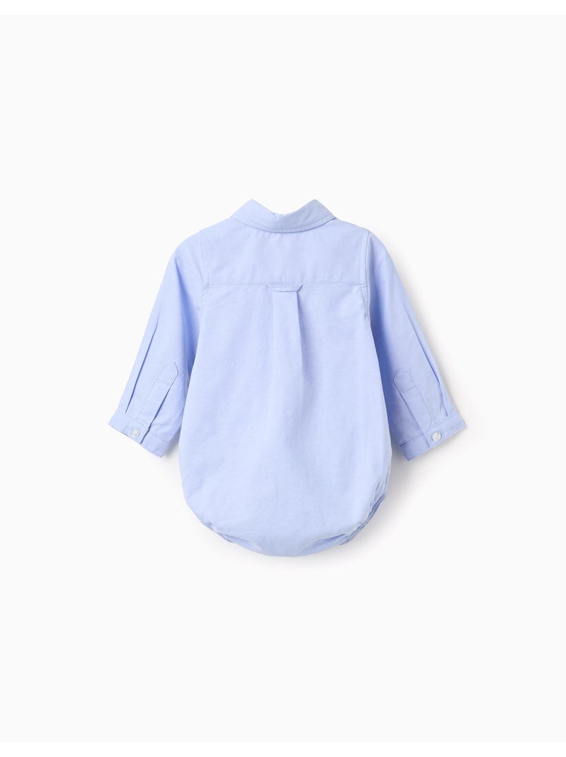 Body-chemise en coton à manches longues Bleu clair - Kiabi