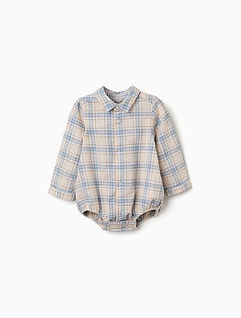 Body-chemise en coton à motif à carreaux