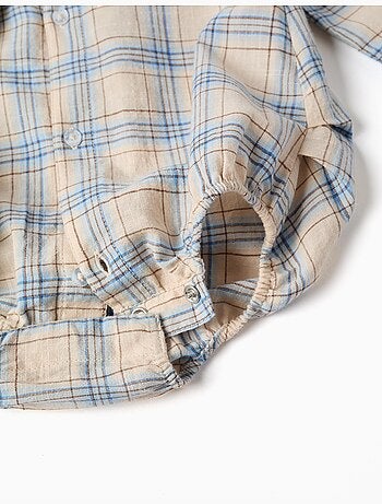 Body-chemise en coton à motif à carreaux
