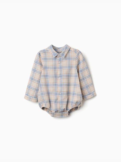Body-chemise en coton à motif à carreaux - Kiabi Body-chemise en coton à motif à carreaux - Kiabi