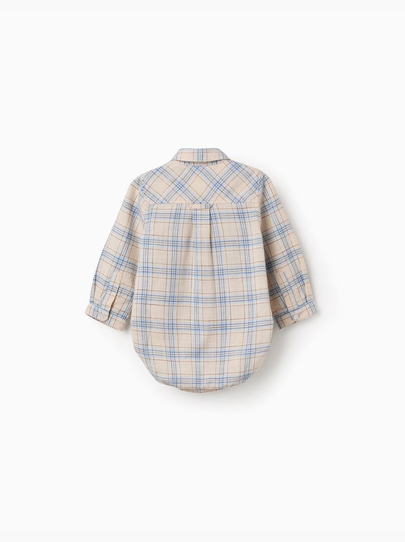 Body-chemise en coton à motif à carreaux Gris clair - Kiabi