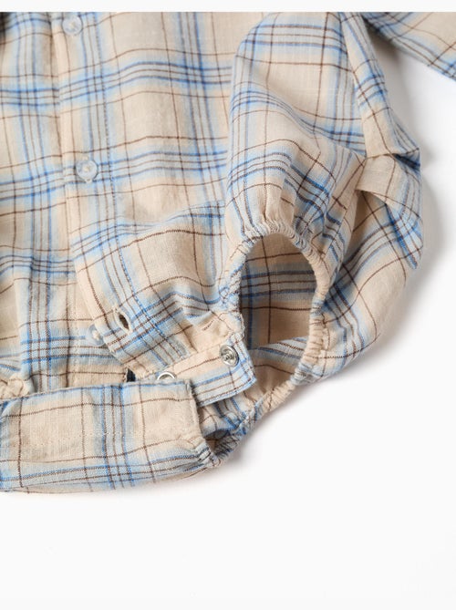 Body-chemise en coton à motif à carreaux - Kiabi Body-chemise en coton à motif à carreaux - Kiabi