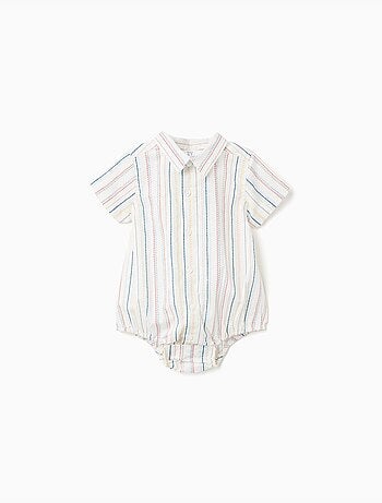 Body-chemise en coton à rayures ethniques B&S
