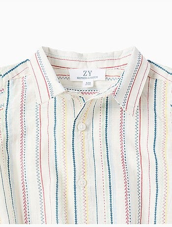 Body-chemise en coton à rayures ethniques B&S