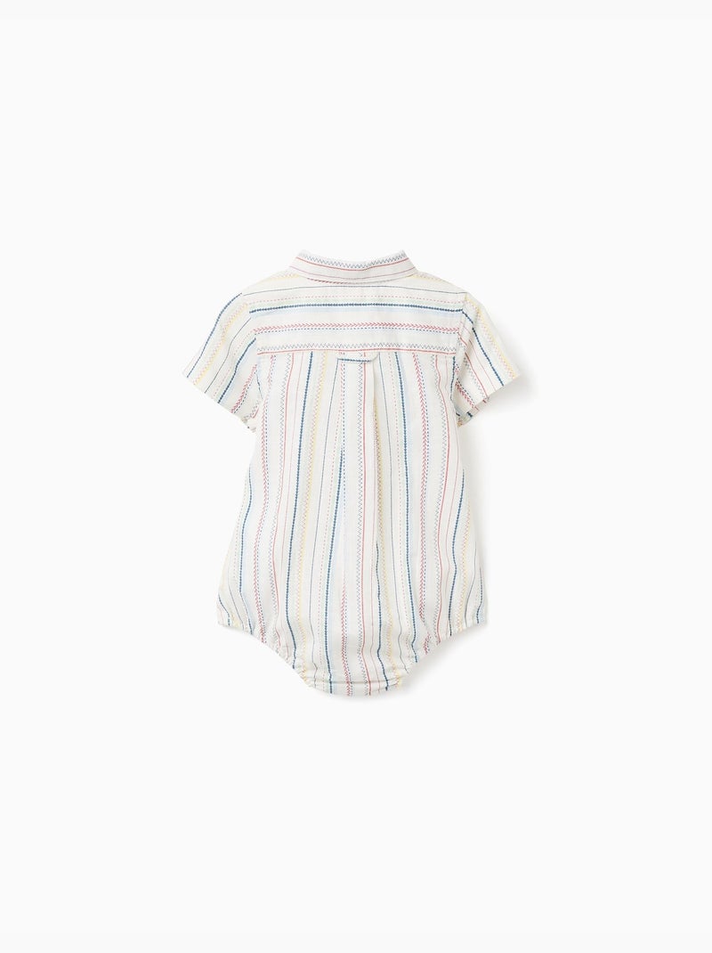 Body-chemise en coton à rayures ethniques B&S Blanc - Kiabi
