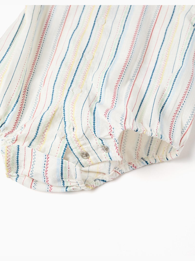Body-chemise en coton à rayures ethniques B&S Blanc - Kiabi