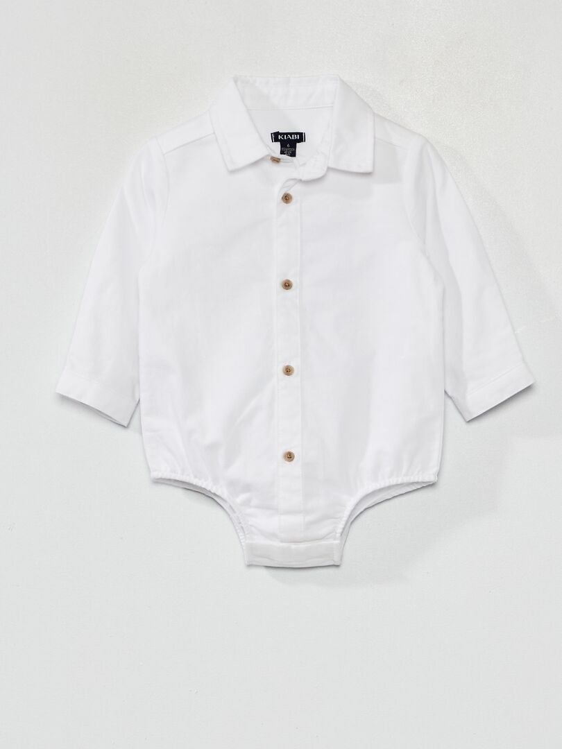 Body chemise en coton blanc - Kiabi
