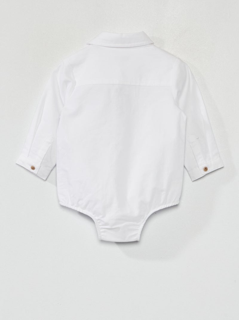 Body chemise en coton blanc - Kiabi