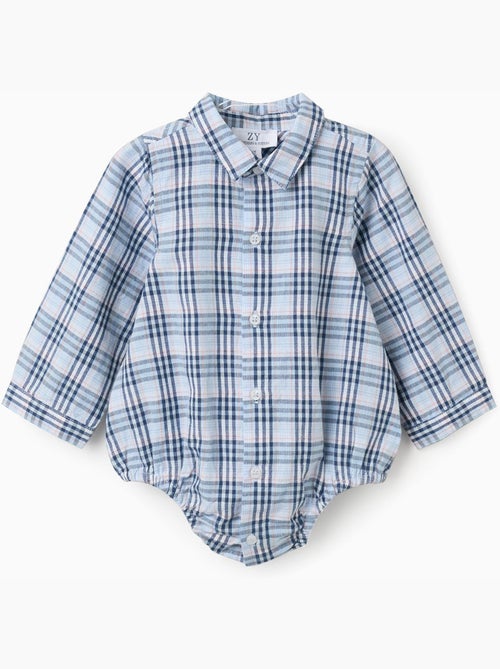 Body-chemise en coton et à carreaux B&S - Kiabi