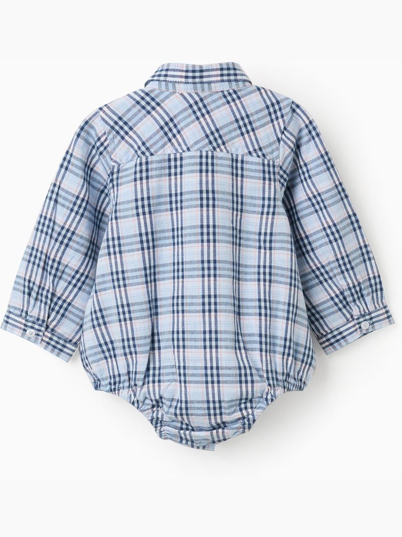 Body-chemise en coton et à carreaux B&S Bleu foncé - Kiabi