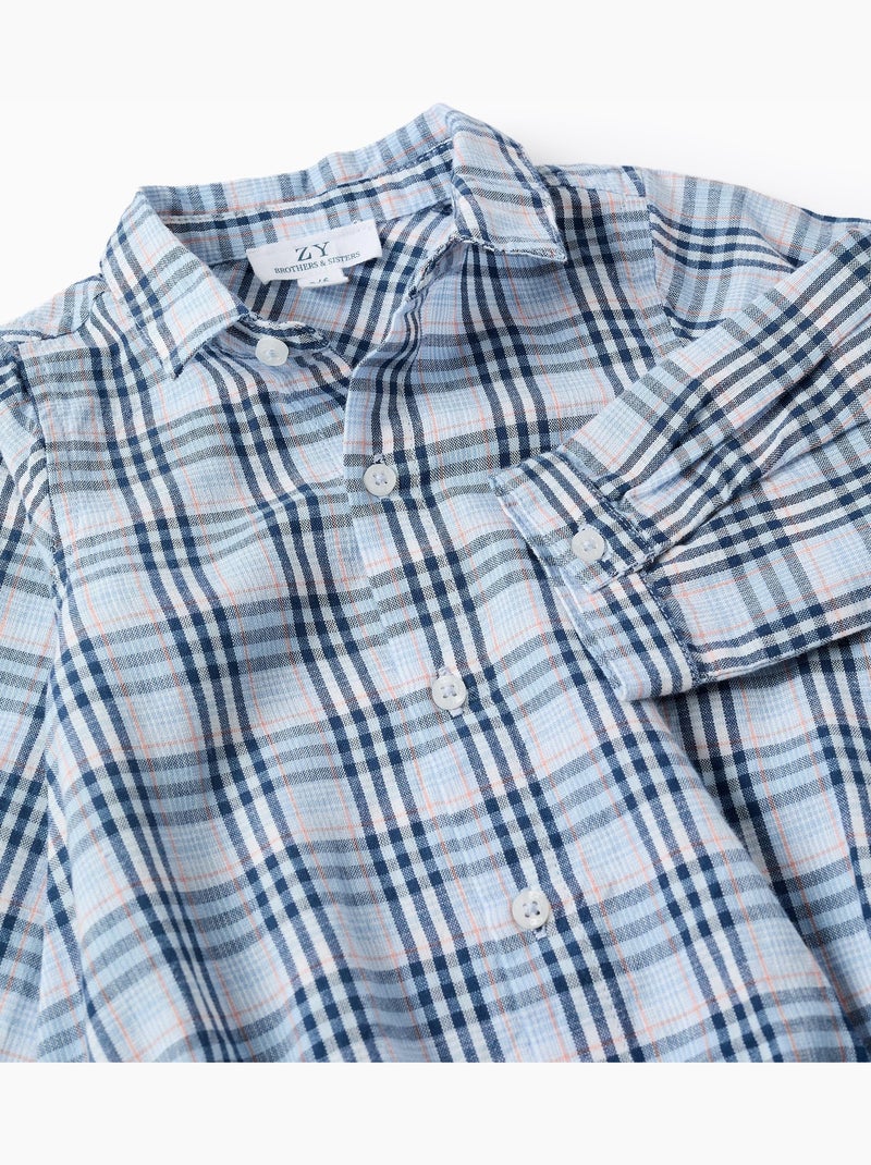 Body-chemise en coton et à carreaux B&S Bleu foncé - Kiabi