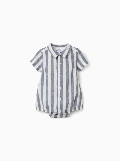 Body-chemise en coton et lin à rayures You&Me - Kiabi