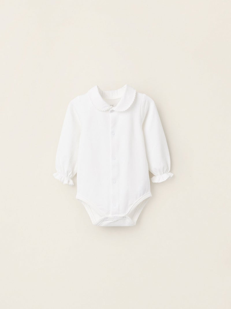 Body-chemise en Jersey avec Volants Blanc - Kiabi