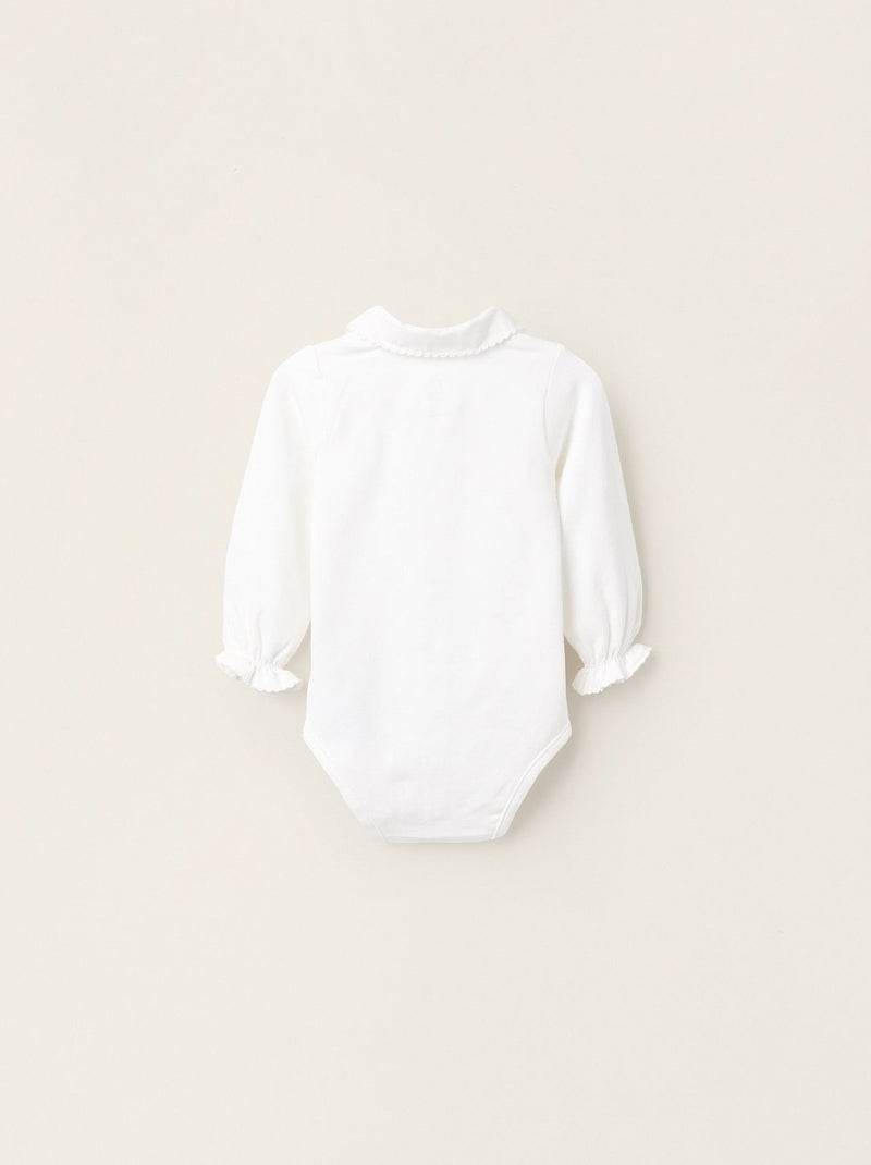 Body-chemise en Jersey avec Volants Blanc - Kiabi