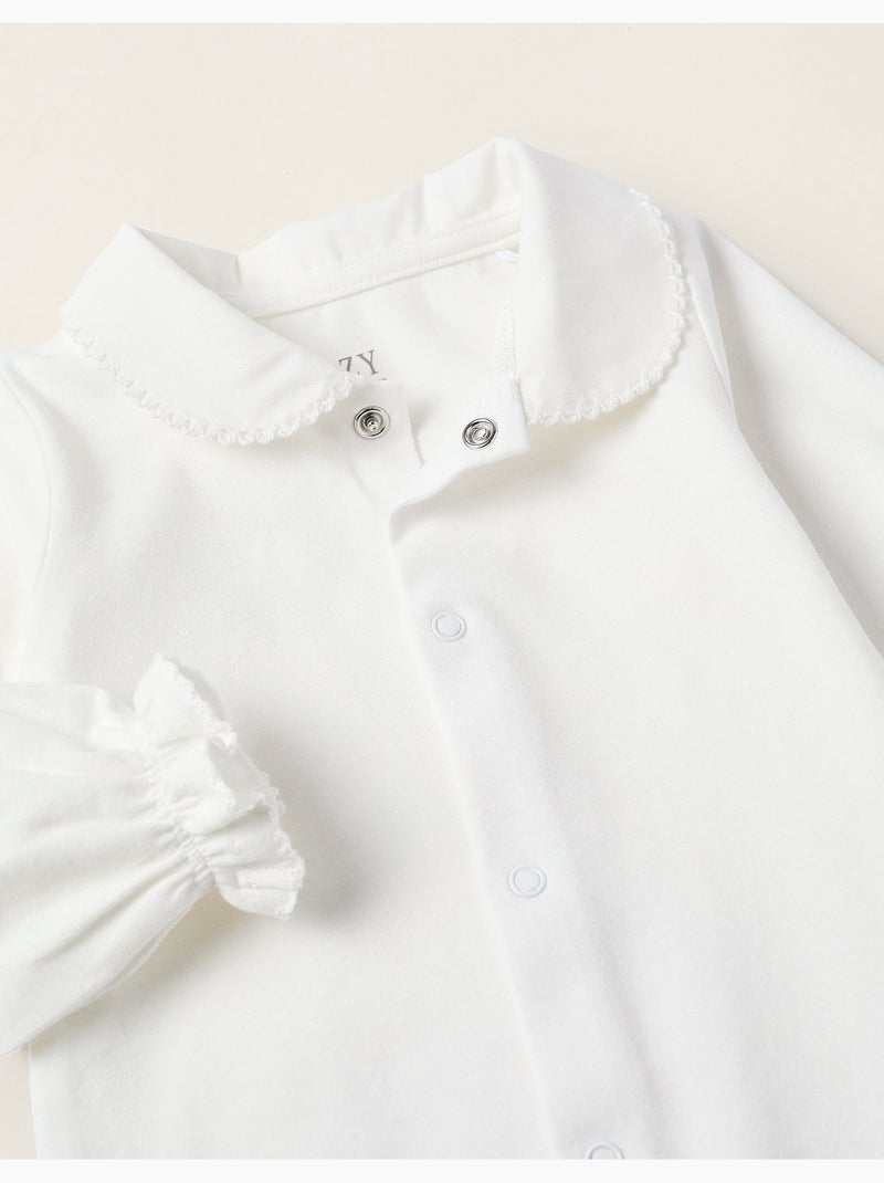 Body-chemise en Jersey avec Volants Blanc - Kiabi