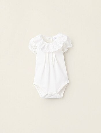 Body-Chemisier avec Volants et Broderie Anglaise