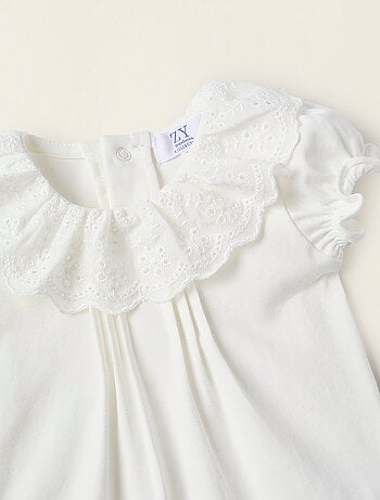 Body-Chemisier avec Volants et Broderie Anglaise