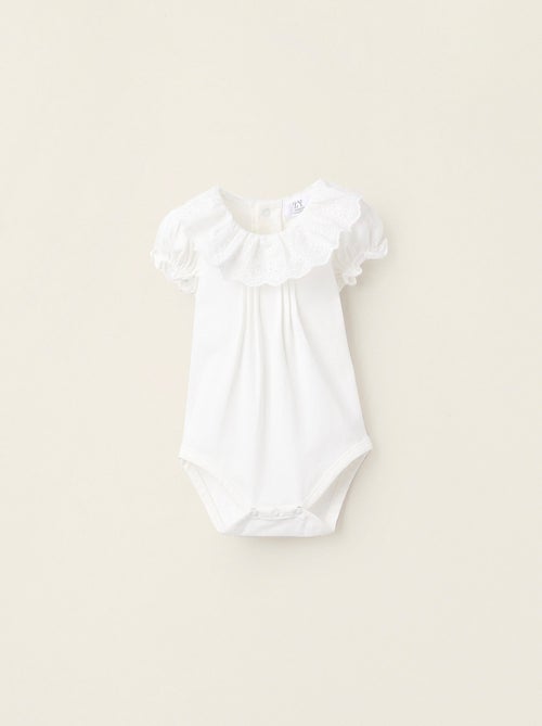 Body-Chemisier avec Volants et Broderie Anglaise - Kiabi
