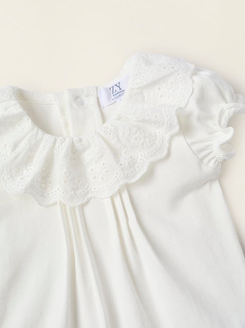 Body-Chemisier avec Volants et Broderie Anglaise - Kiabi