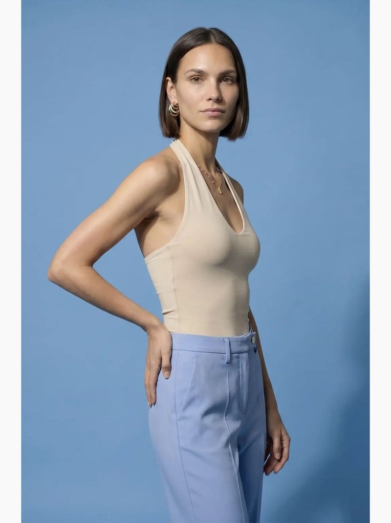 Body col américain découpes dilvin Beige argile - Kiabi
