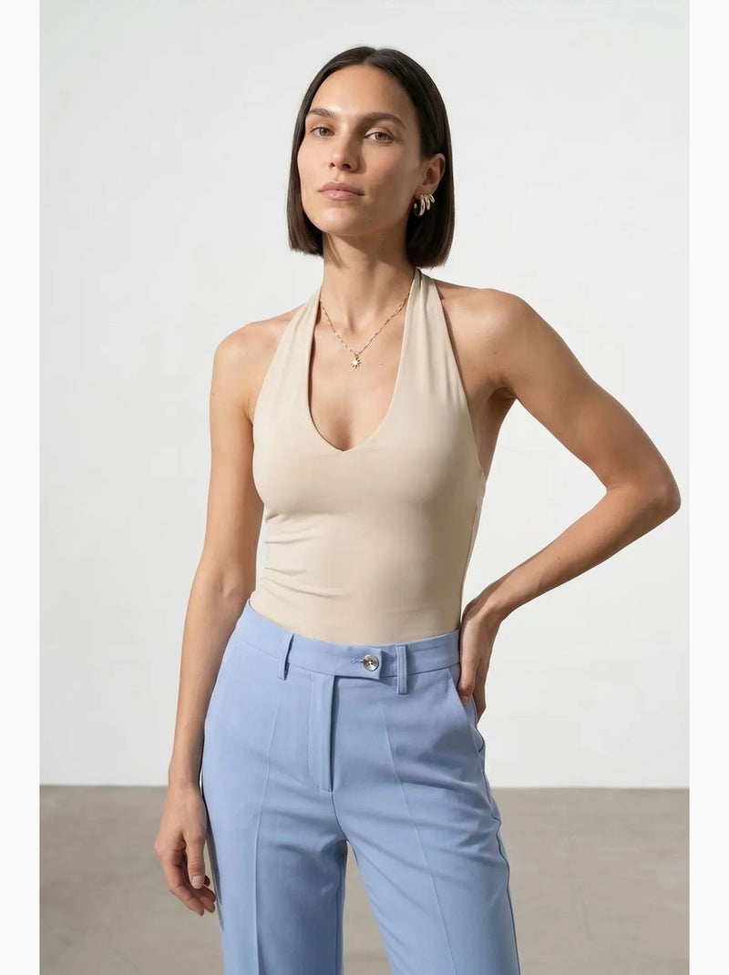 Body col américain découpes dilvin Beige argile - Kiabi