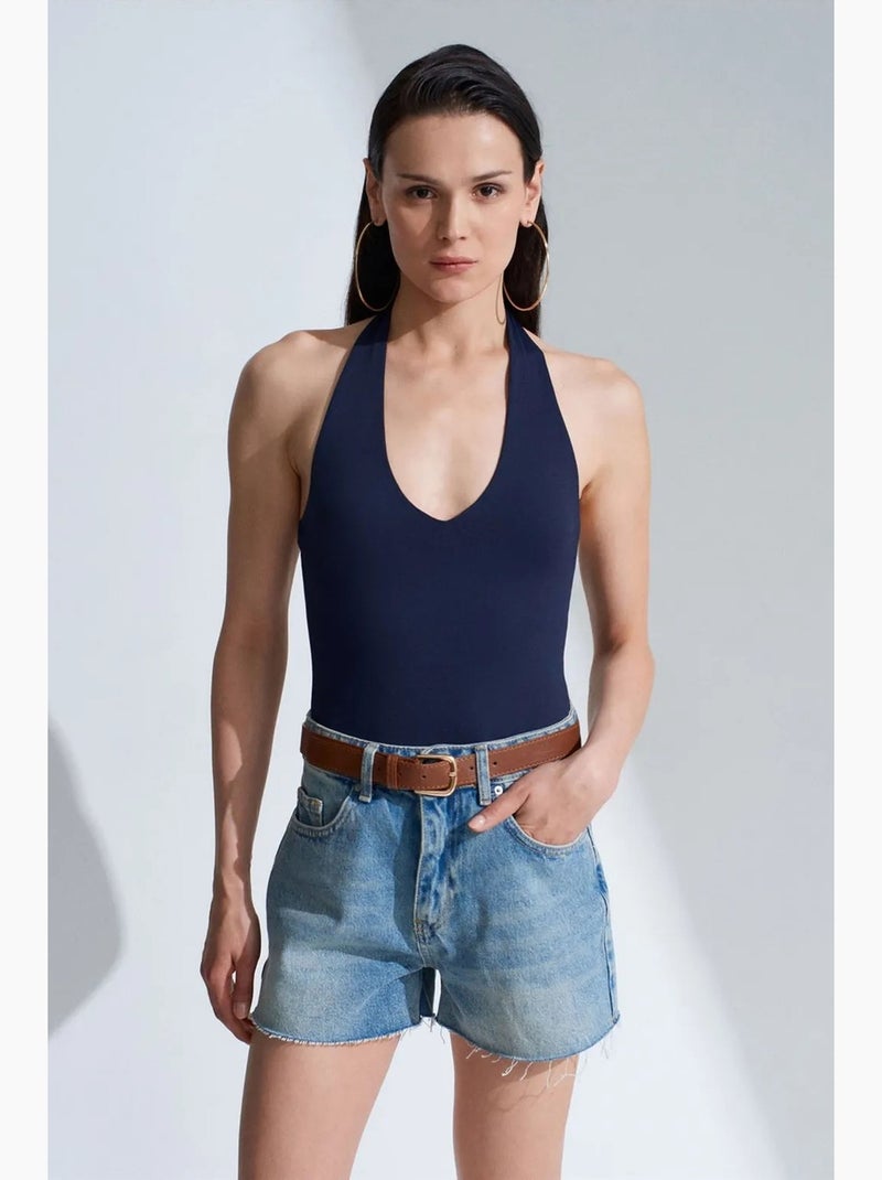 Body col américain découpes dilvin Bleu marine - Kiabi