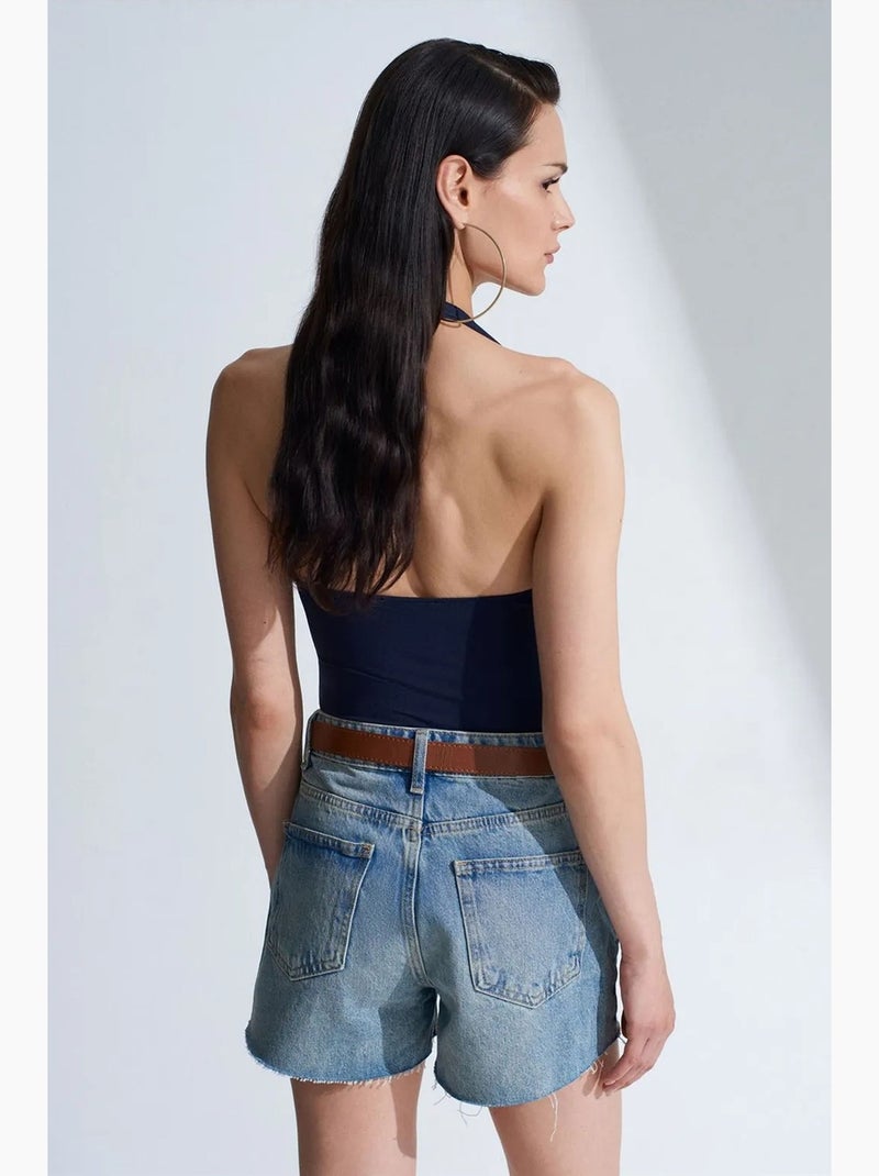 Body col américain découpes dilvin Bleu marine - Kiabi
