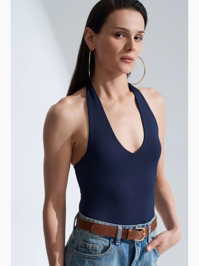 Body col américain découpes dilvin Bleu marine - Kiabi