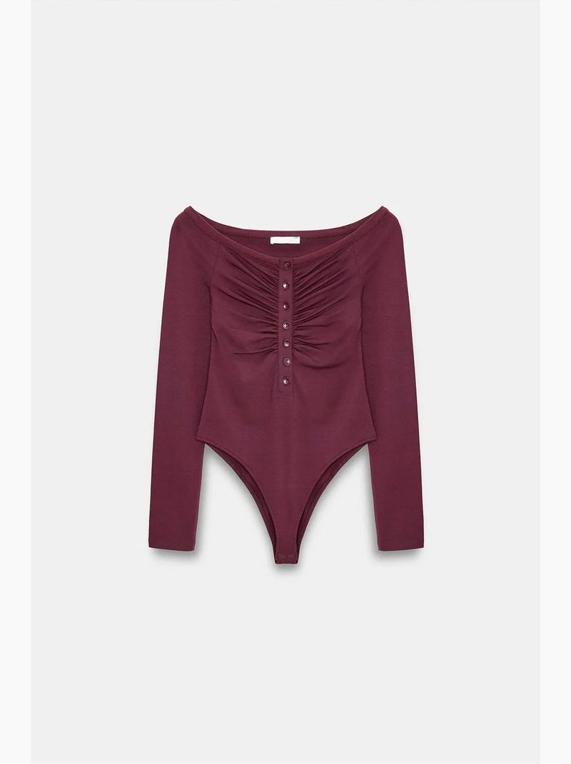 Body col bateau ajusté dilvin Rouge bordeaux - Kiabi