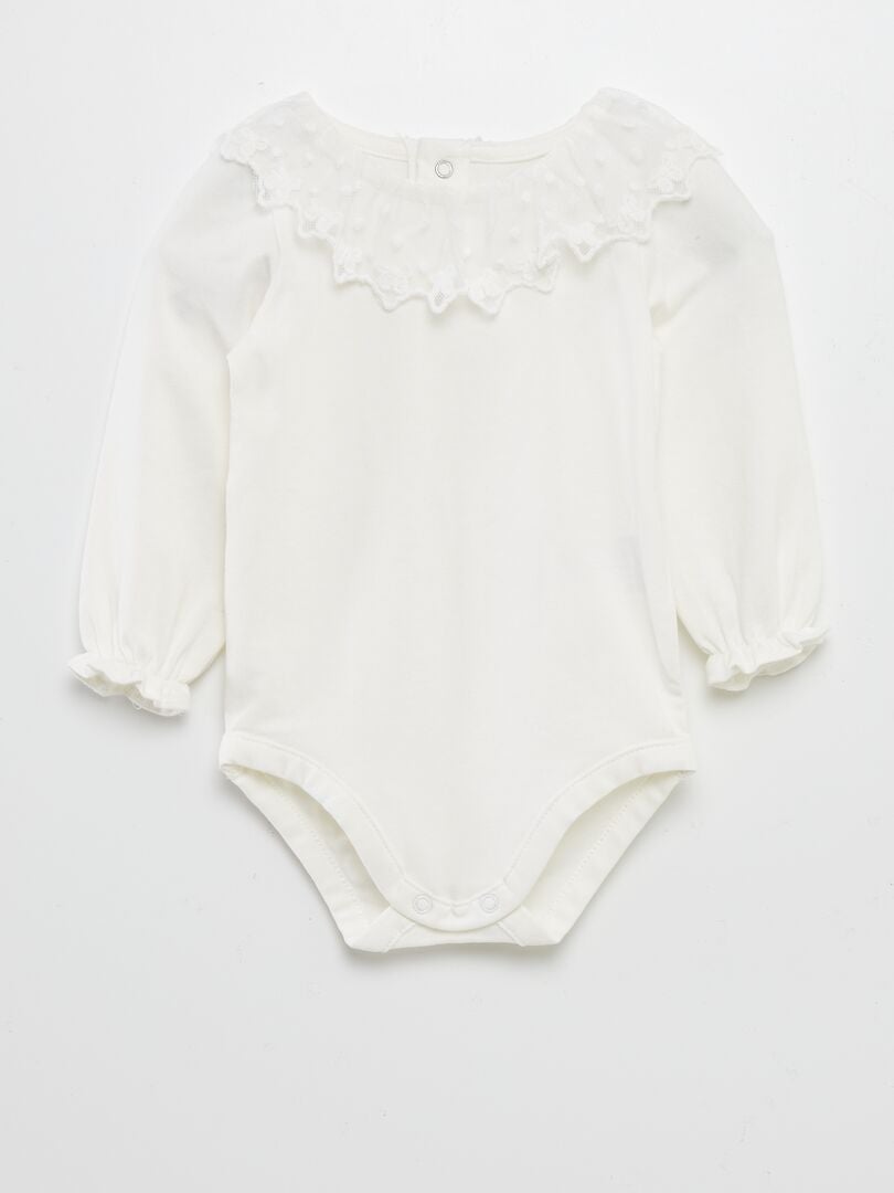 Body col collerette en dentelle blanc - Kiabi