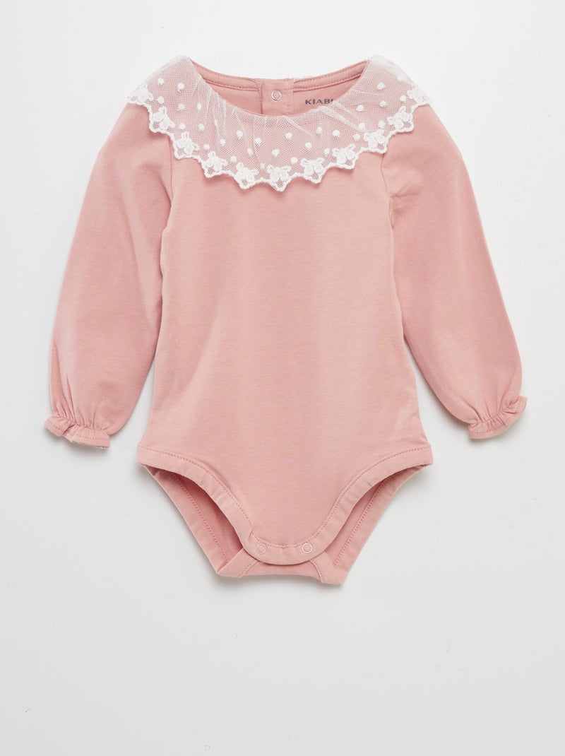 Body col collerette en dentelle Rose - Kiabi